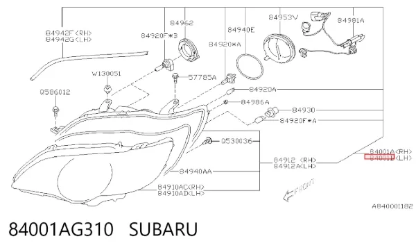 Faro izquierdo 84001AG310 Subaru