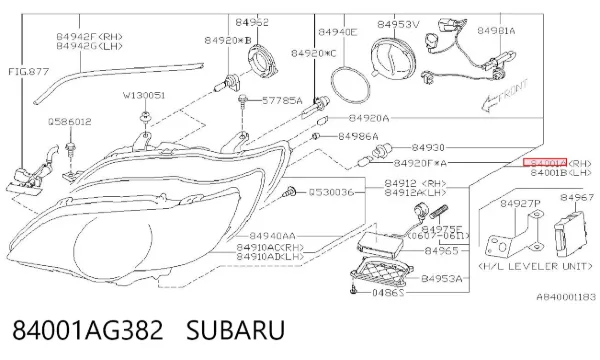 Faro derecho 84001AG382 Subaru