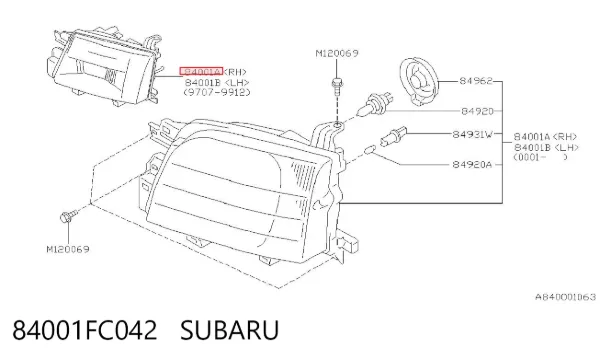 Faro derecho 84001FC042 Subaru