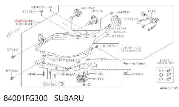 Faro derecho 84001FG300 Subaru