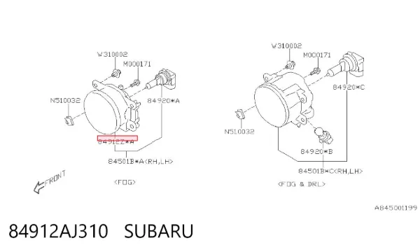 Faro antiniebla izquierdo y derecho 84912AJ310 Subaru