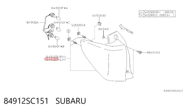 Piloto trasero izquierdo 84912SC151 Subaru