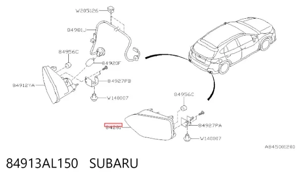 Faro antiniebla derecho 84913AL150 Subaru
