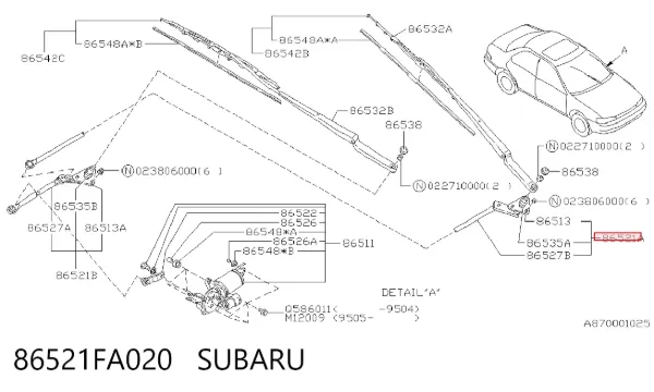 Varilla de limpiaparabrisas 86521FA020 Subaru