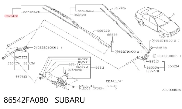 Limpiaparabrisas delanteras 86542FA080 Subaru