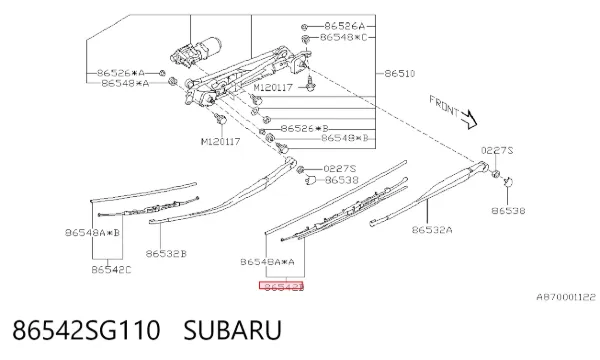 Escobilla del limpiaparabrisas del lado del conductor 86542SG110 Subaru