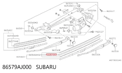 Goma de la escobilla del limpiaparabrisas del lado del conductor SUBARU 86579AJ000