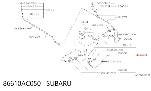 Depósito de limpiaparabrisas 86610AC050 Subaru