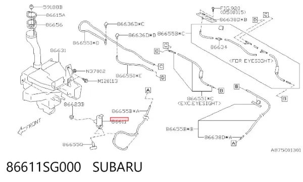 Bomba-motor de limpiaparabrisas delantero/trasero 86611SG000 Subaru