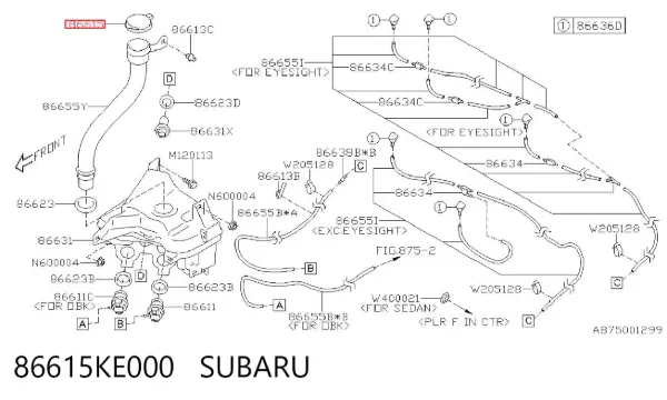 Deposito de limpiaparabrisas 86615KE000 Subaru