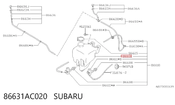 Depósito de limpiaparabrisas Subaru Impreza II