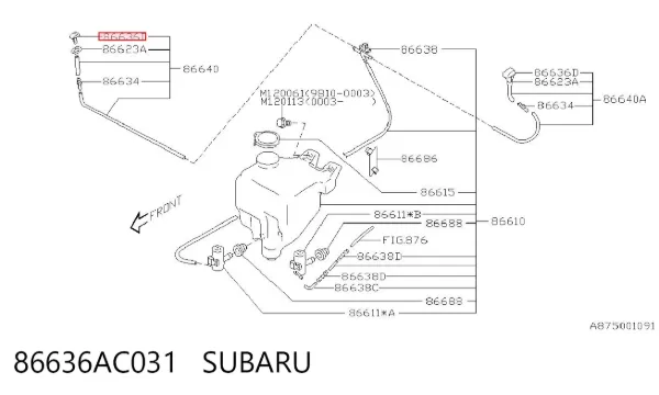 Boquilla del lavaparabrisas 86636AC031 Subaru