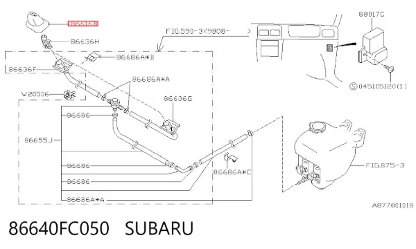 Boquilla del lavador de faros delanteros 86640FC050 Subaru