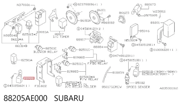 Módulo de control del inmovilizador 88205AE000 Subaru