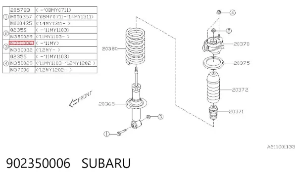 Cojinete de rueda 902350006 Subaru