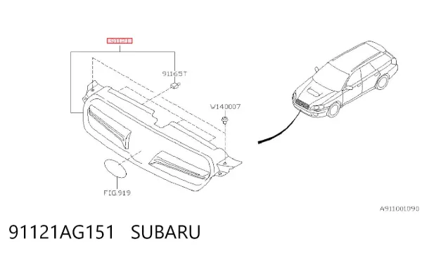 Parrilla 91121AG151 Subaru