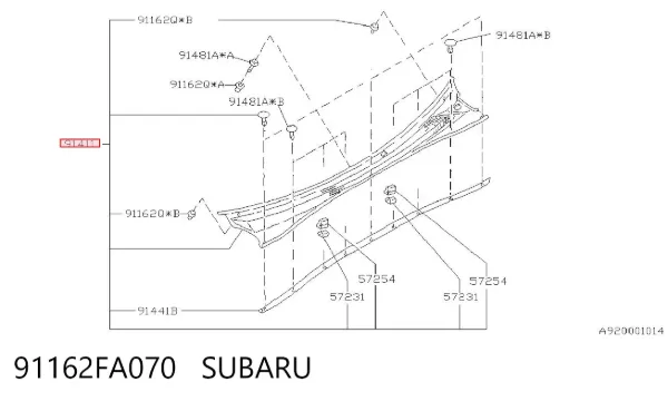 Vierteaguas 91162FA070 Subaru