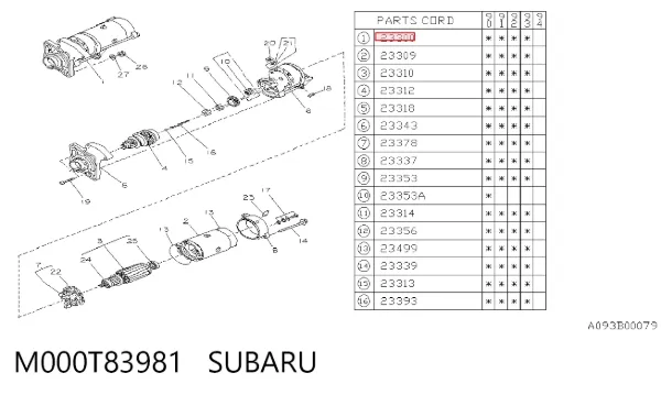 Motor de arranque M000T83981 Subaru