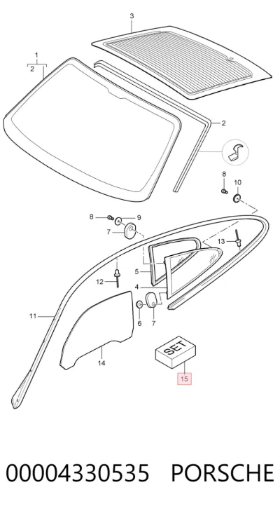 Sellador adhesivo para cristales PORSCHE 00004330535