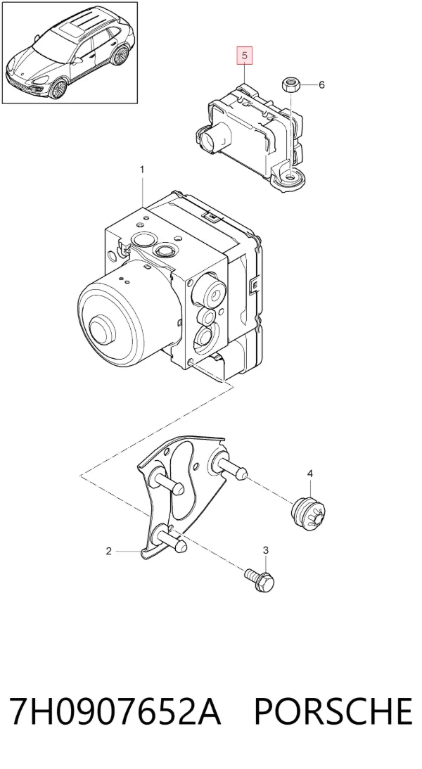 Sensor de aceleración lateral (ESP) 7H0907652A Porsche