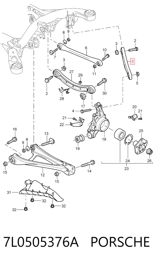7L0505376A VAG Brazo superior derecho de la suspensión trasera