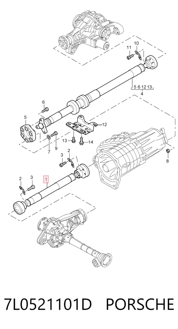 Árbol de transmision delantero 7L0521101D Porsche
