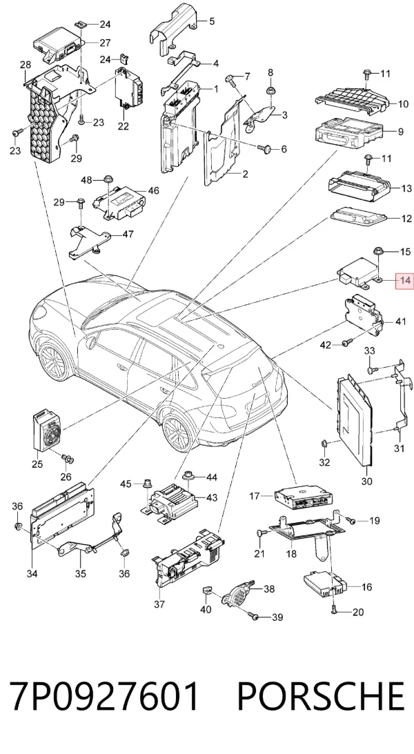 Módulo de control electrónico de la transmisión automática 7P0927601 Porsche