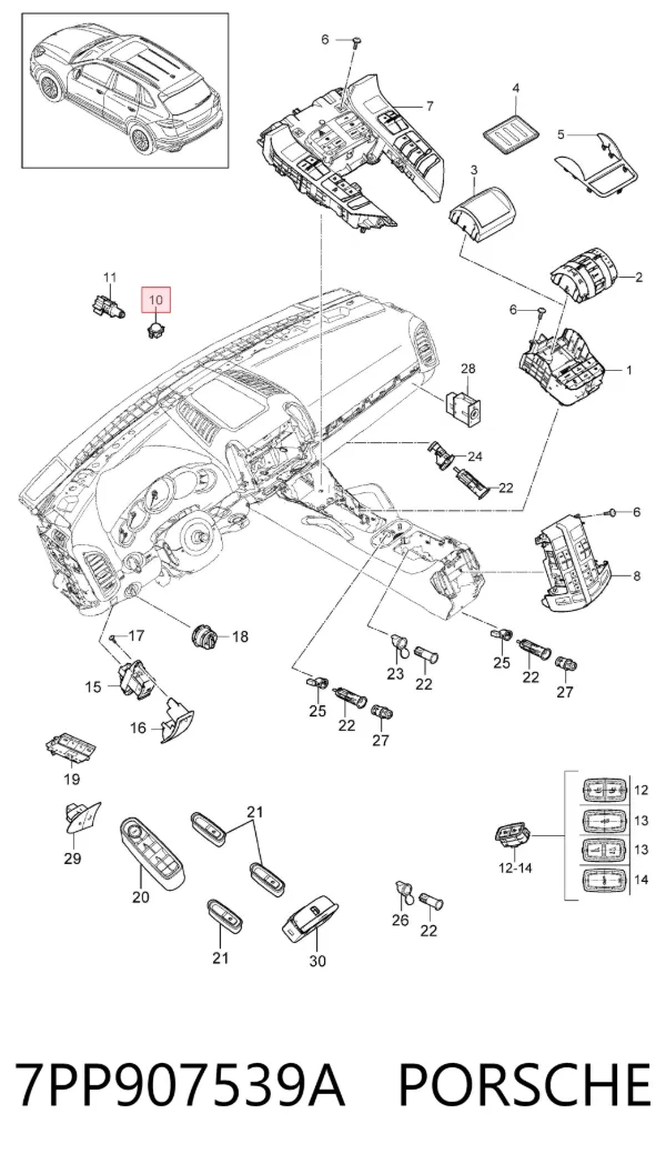Sensor de luz 7PP907539A Porsche