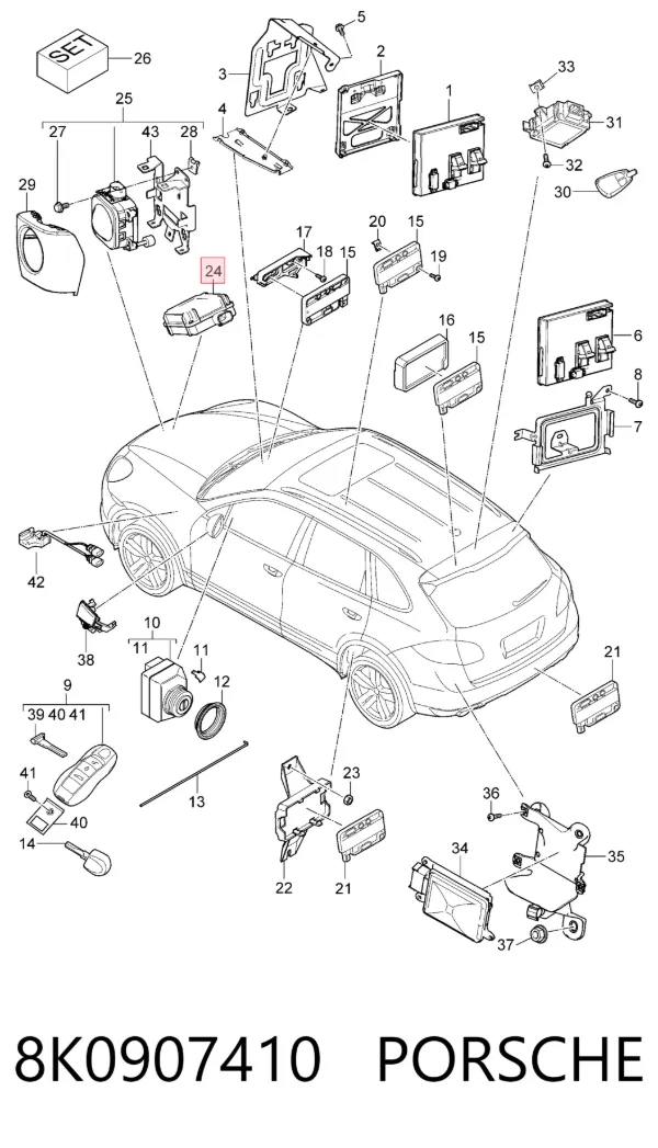 Unidad de control del sistema de apertura de puertas de garaje 8K0907410 Porsche