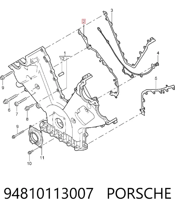 Junta de tapa frontal del motor derecha Porsche Cayenne 955