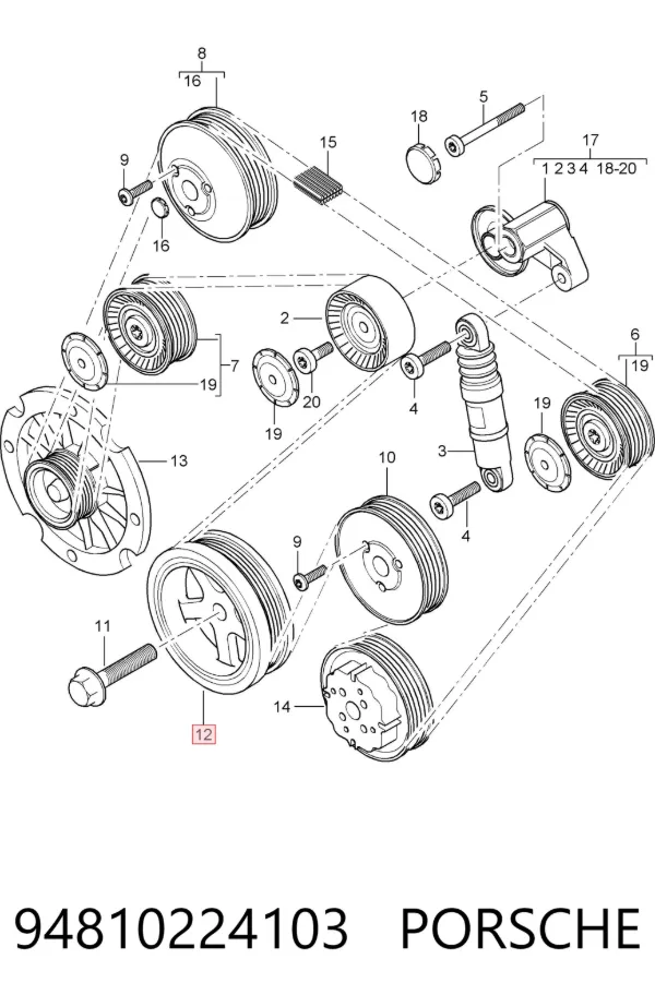 Polea de cigüeñal Porsche Cayenne 955