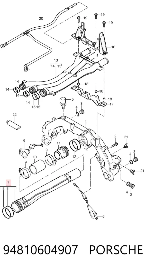 Manguera radiador 94810604907 Porsche