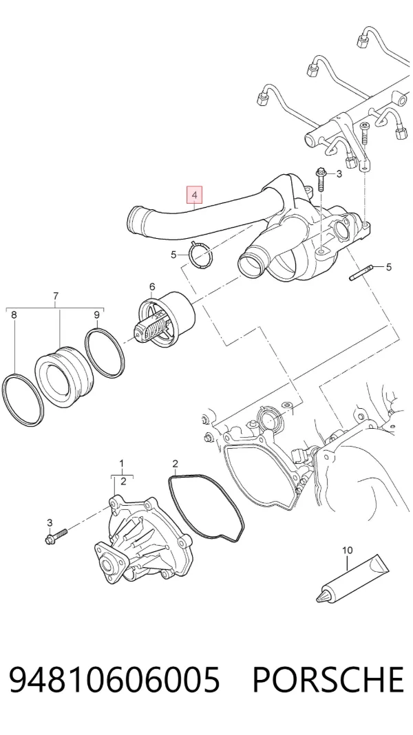 Caja de termostato 94810606005 Porsche