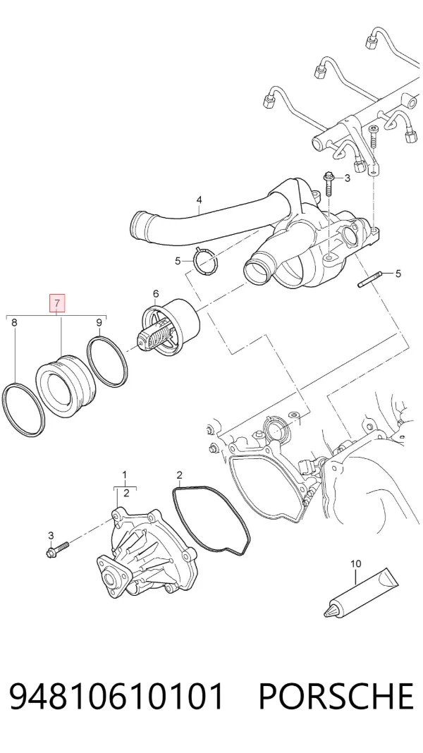 Tapa de termostato 94810610101 Porsche