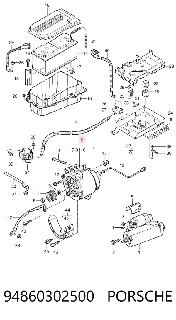 Alternador 94860302500 Porsche