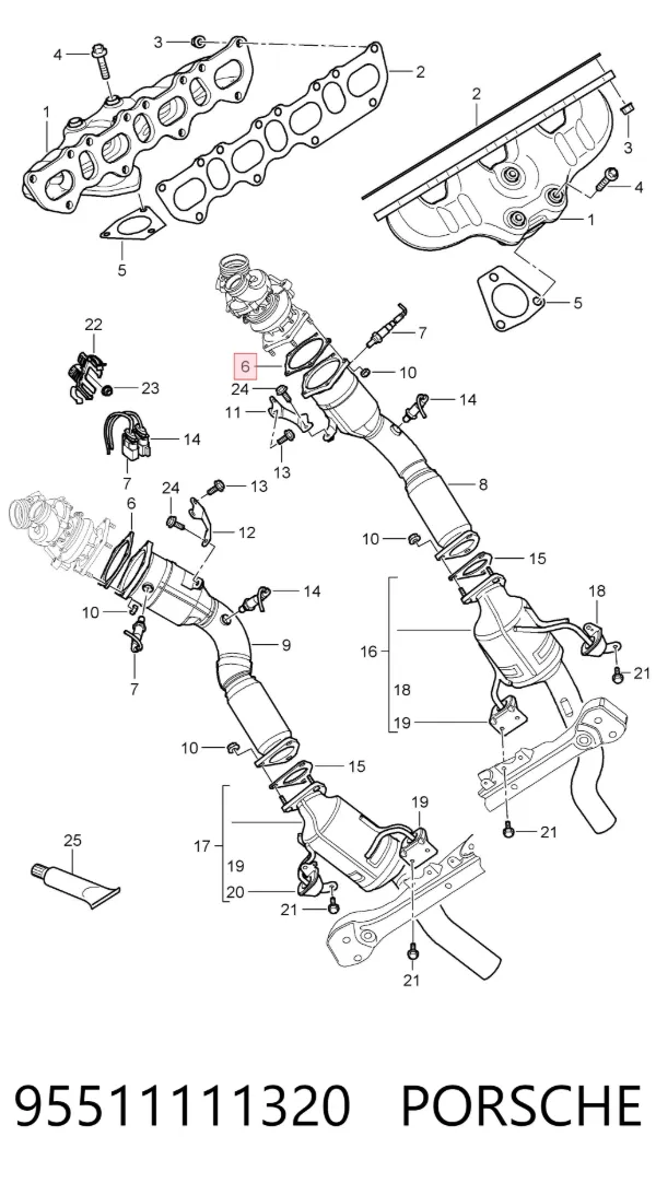 Junta de escape 95511111320 Porsche