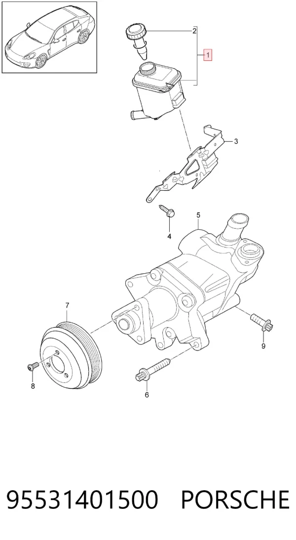 Depósito de bomba de dirección hidráulica Porsche Cayenne 955