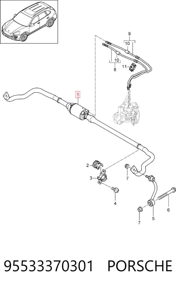 Estabilizador trasero 95533370301 Porsche