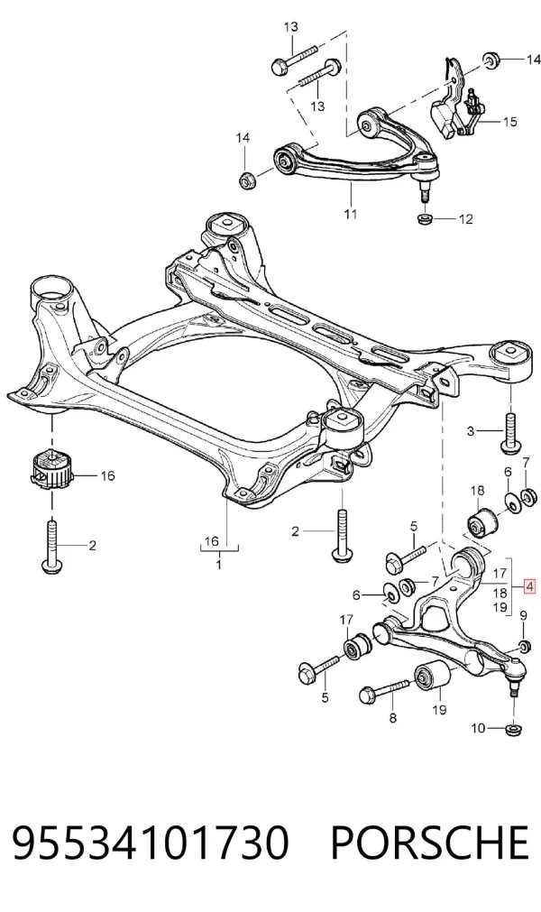 Brazo inferior izquierdo de la suspensión delantera 95534101730 Porsche