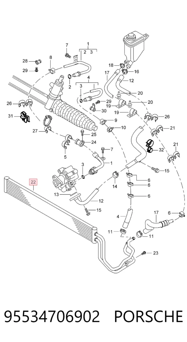 Radiador de dirección asistida 95534706902 Porsche