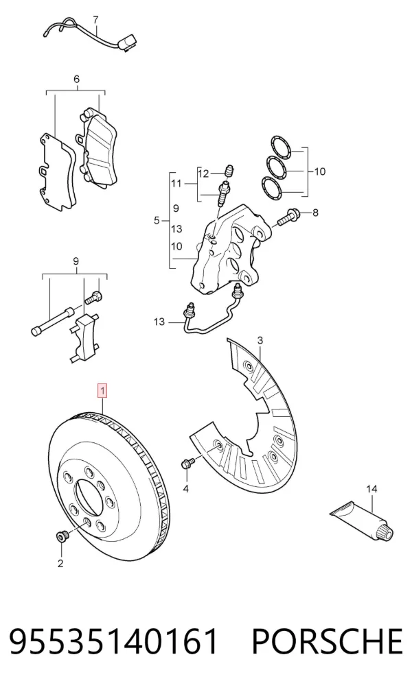 Disco de freno 95535140161 Porsche