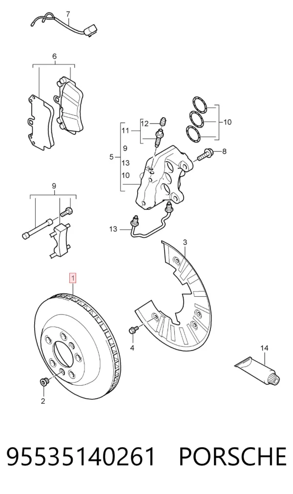 Disco de freno 95535140261 Porsche
