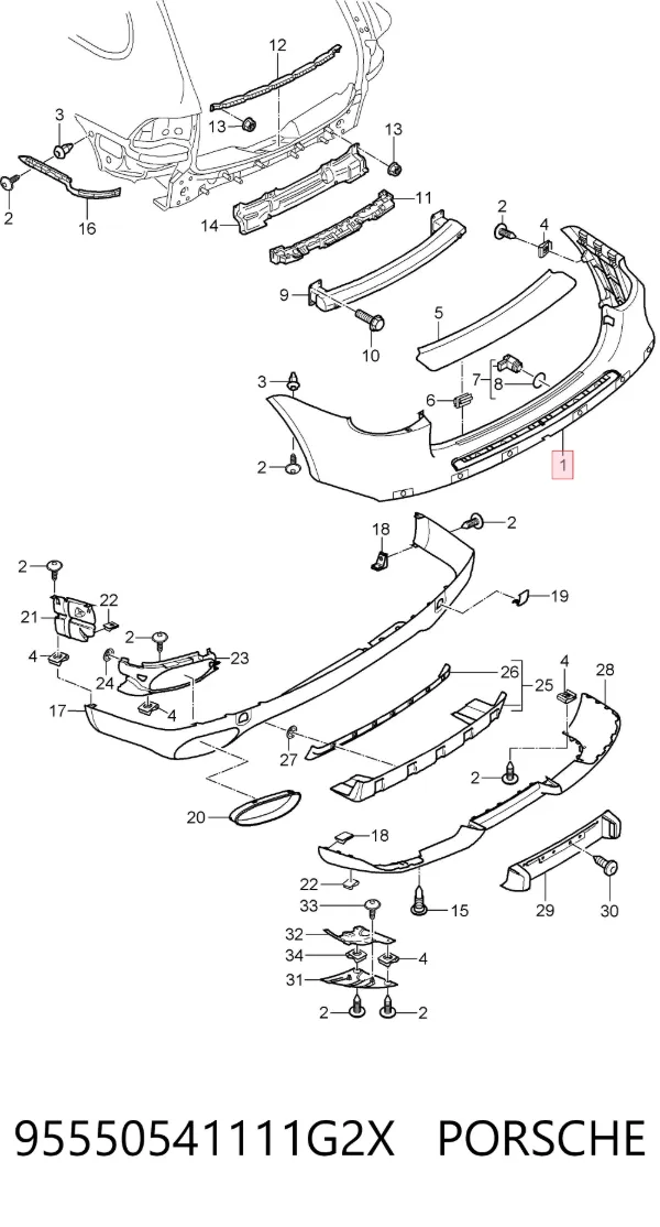 Parachoques trasero 95550541111G2X Porsche