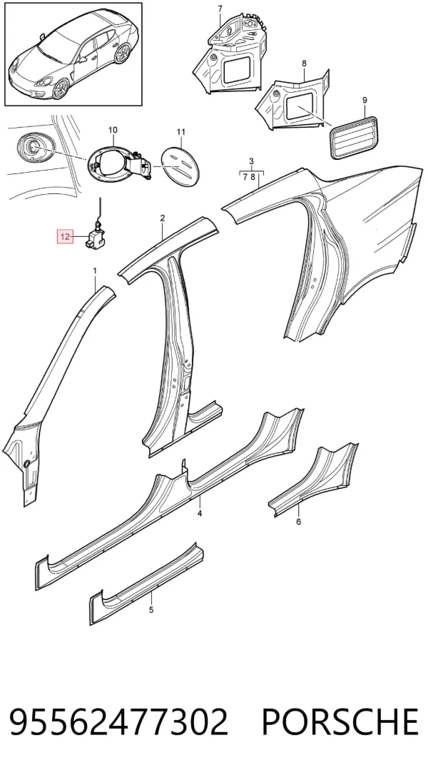 Motor tapa combustible Porsche Cayenne 955