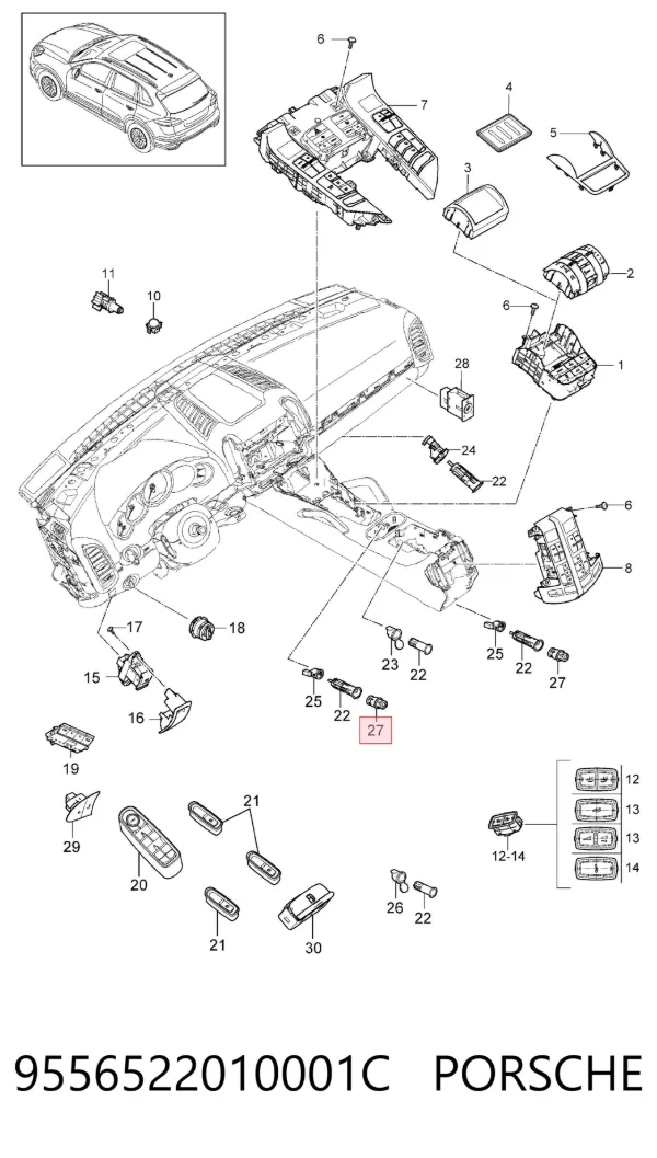 Mechero de coche 9556522010001C Porsche