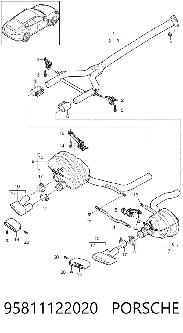 Abrazadera de sujeción delantera 95811122020 Porsche