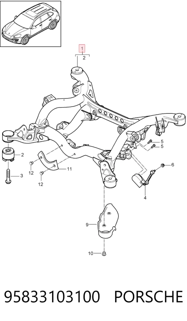 Puente trasero 95833103100 Porsche