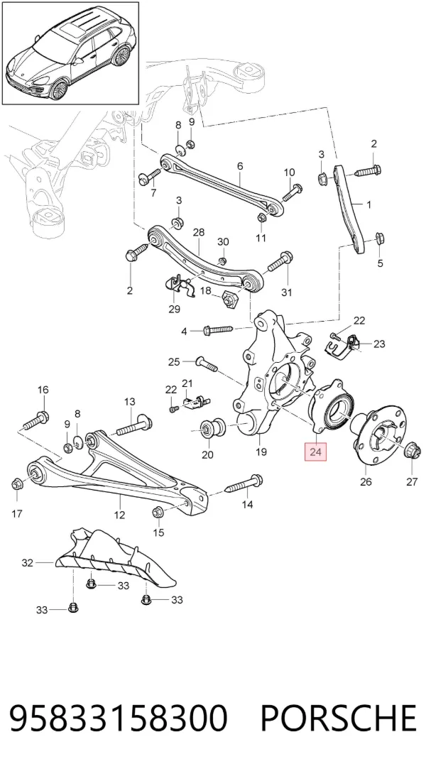Cojinete de cubo delantero/trasero 95833158300 Porsche