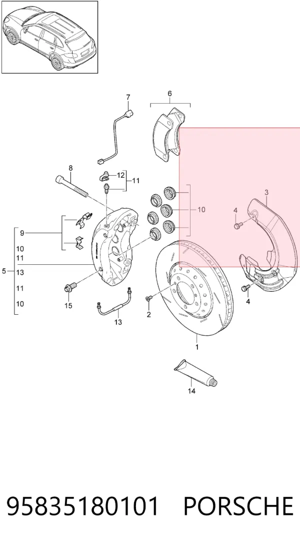 Protector del disco de freno delantero izquierdo 95835180101 Porsche