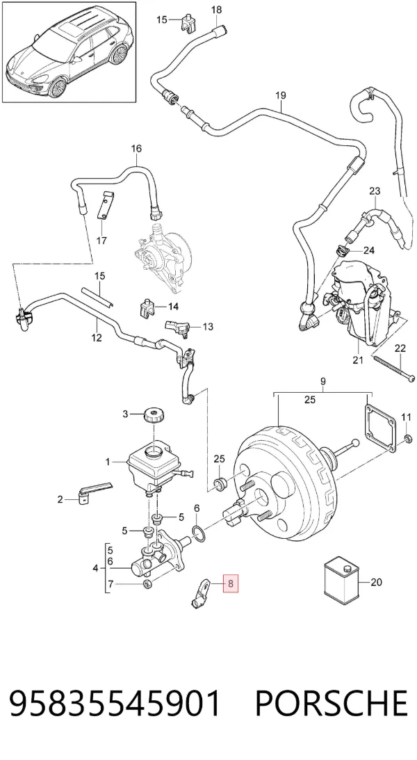 Interruptor de luz de freno 95835545901 Porsche